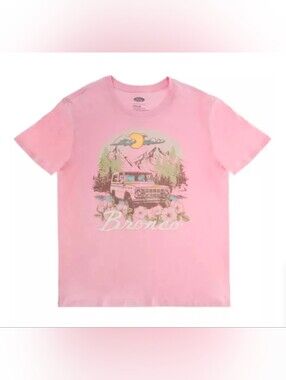 Various Sizes- Pink Adult Ford Bronco Crew T-Shirt- NWT